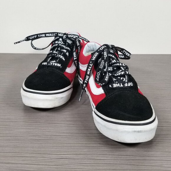 Vans Kids Logo Pop Old Skool Boy's Skate Shoes, Black/Red Little Kid Size 3 / 34 - Picture 4 of 12